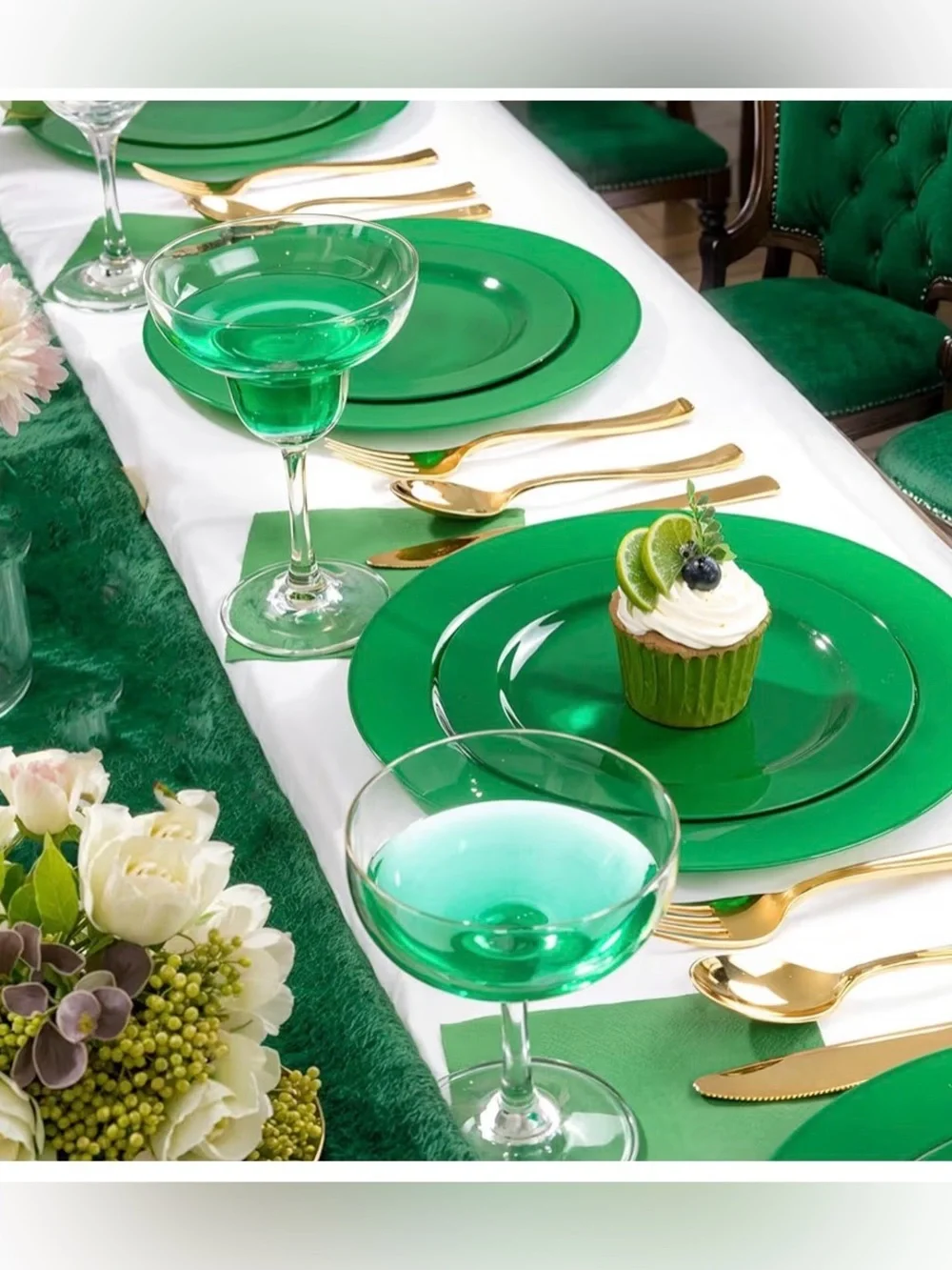 60PCS Green Plates & St. Patrick's Day Plates-Heavy Duty Dark Green For Party